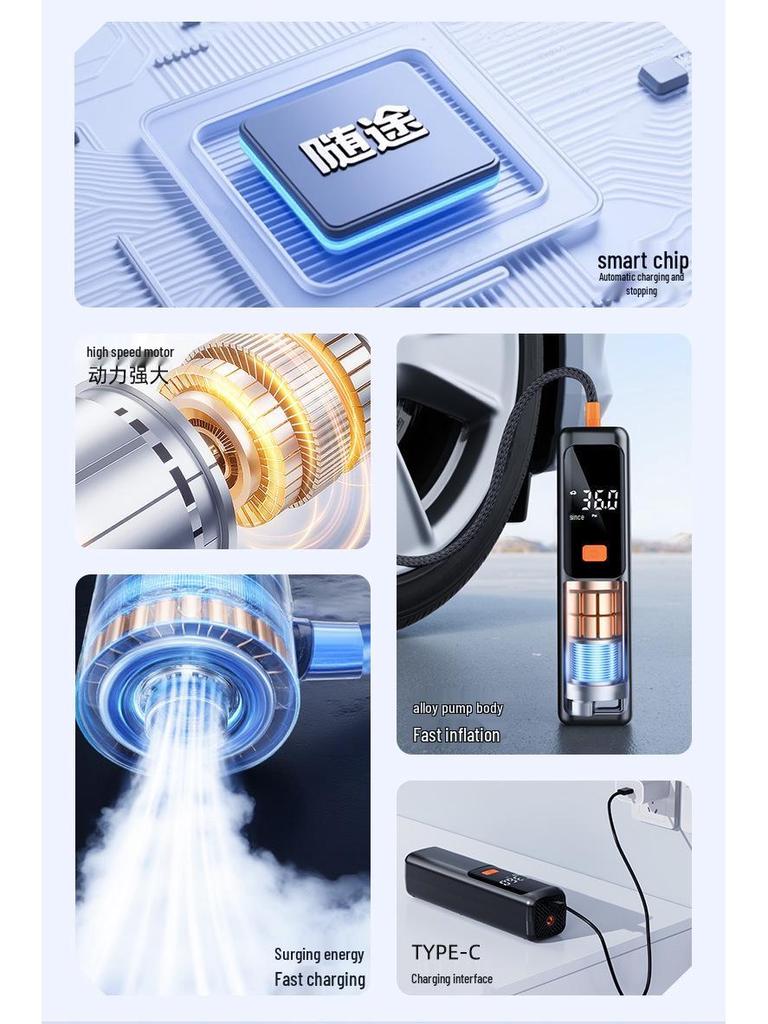 Portable High-Pressure Electric Car Tire Inflator