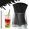 100Pcs Cocktail Straw with Straw Brush Flexible Plastic Straw Reusable Milkshake Straws Wedding Party Supplies Straw