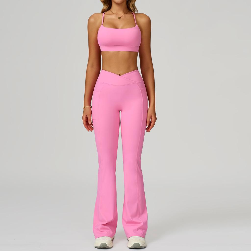 Women's Nude Feeling Yoga Set: High-Waist, Hollow-Back, Tummy Wrap, Tight-Fit for Running and Fitness