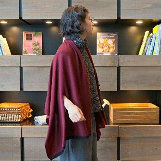 Autumn Nico Stole Poncho Kinomi Colors Merino Wool Stylish for Women [Saifuku Co., Ltd.] (5 Available) Cardigan, Thick, Fall/Winter Throw, (Mocha) #07