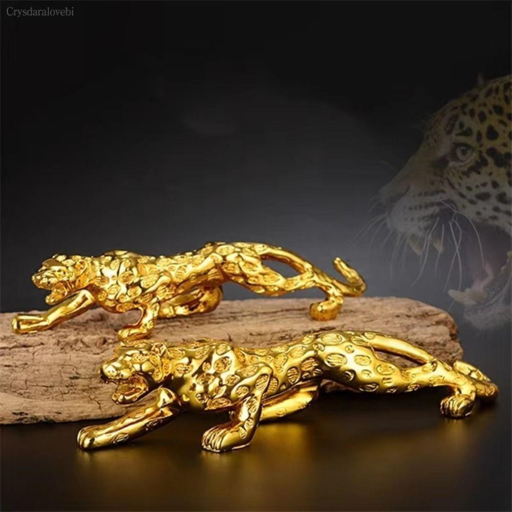 Lucky Animal Cheetah Small Statue Resin Brass Leopard Miniatures Portable Leopard Figurines  Office