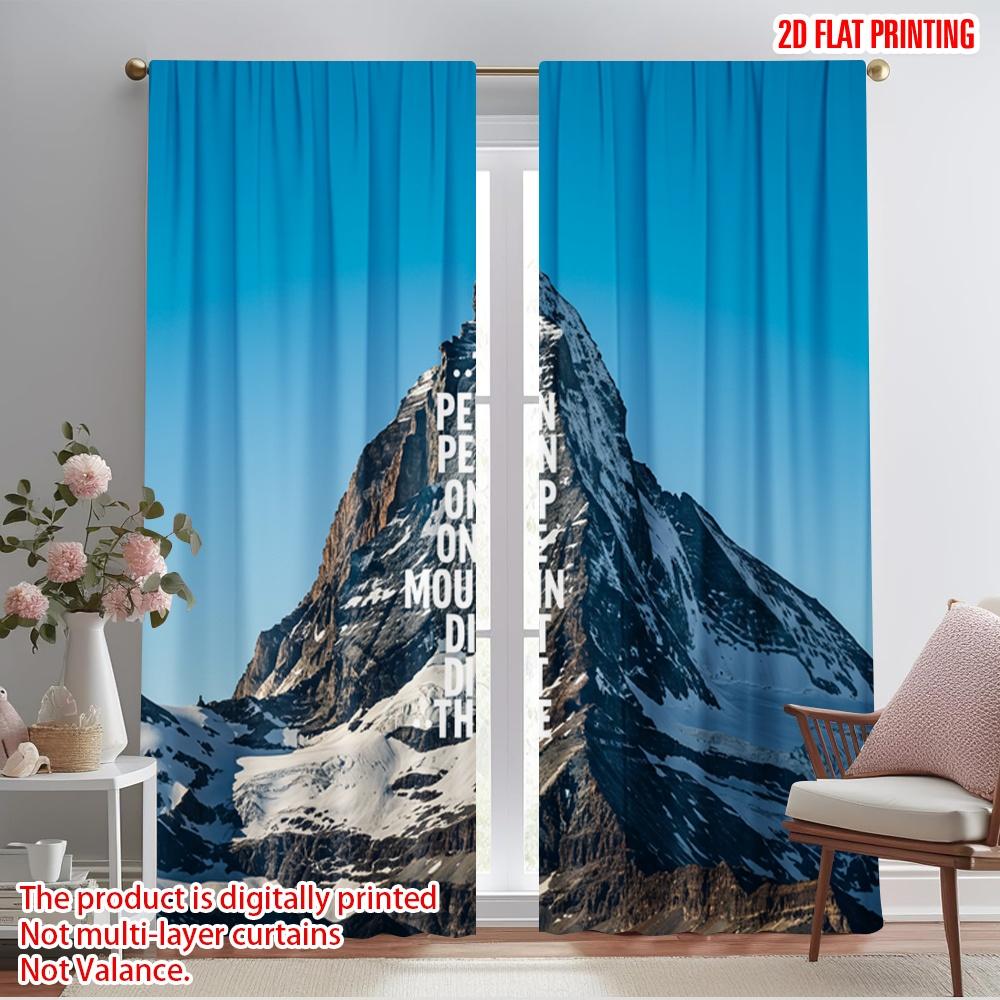 

2pcs 2D flat printing Curtain Mountain Peak Climber Success Achieved Polyester Without Electricity Birthday Party Use for Home 52.50×116.00 CM 2pcs