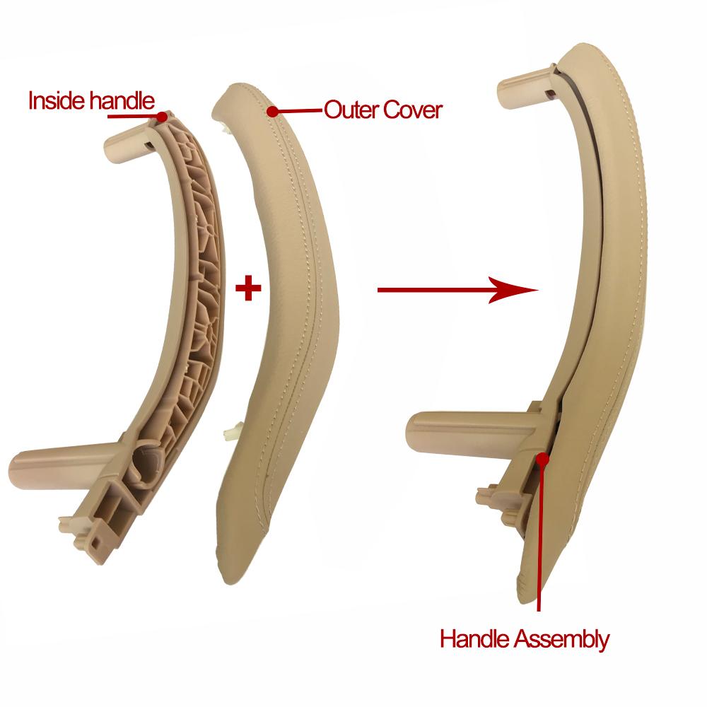 Upgraded Left Right Interior Door Handle Assembly with Outer Leather Cover For BMW X5 X6 F15 F16