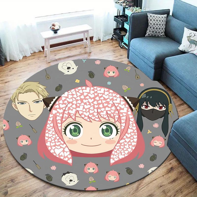 Spy Family Round Area Rug Carpet Rug For Living Room Bedroom Sofa Playroom Decor Nonslip Floor Mat