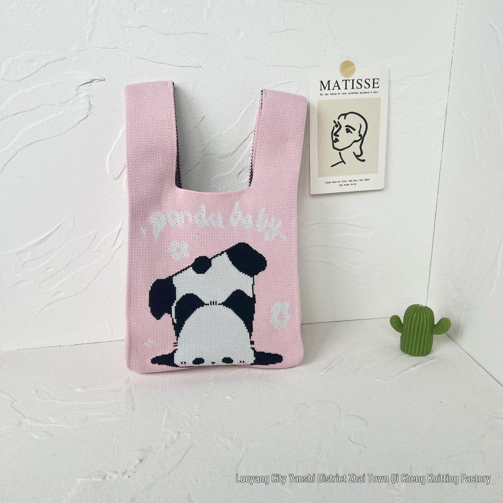Panda Knit Women's Cross-Border Wrist Tote Handbag
