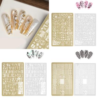 Edelstahl Nailart Stempelplatten Blumen Linien Designs Nagelbilder Stempelplatten Maniküren Vorlagen Nailart Werkzeug