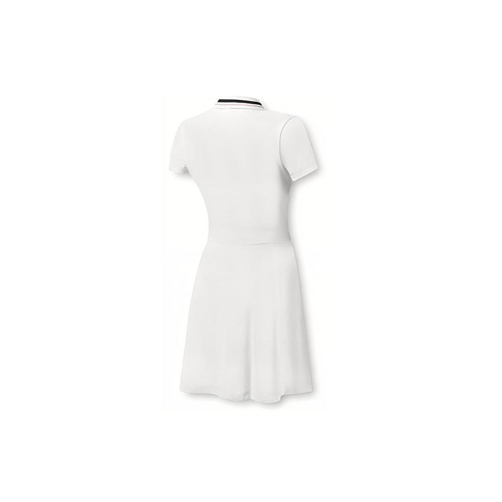 FILA Solid Color Waist-Defining Tennis Polo Dress Women Dresses Jade-White A11W323307F-WT