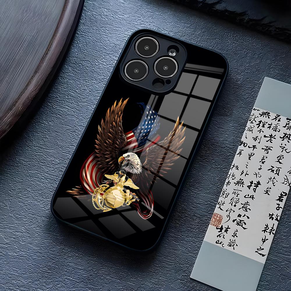 American USA Flag Eagle Phone Case For IPhone 13 Pro Max 14 16 Plus 12 Mini 11 15 X XR XS 8 7 Plus SE Tempered Glass Cover