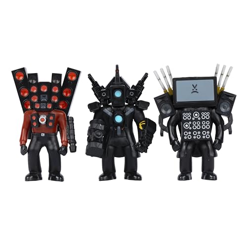 Skibidi Toilet Titan 3-Pack - Complete Collection, Officially Licensed Toilet Goods, Black