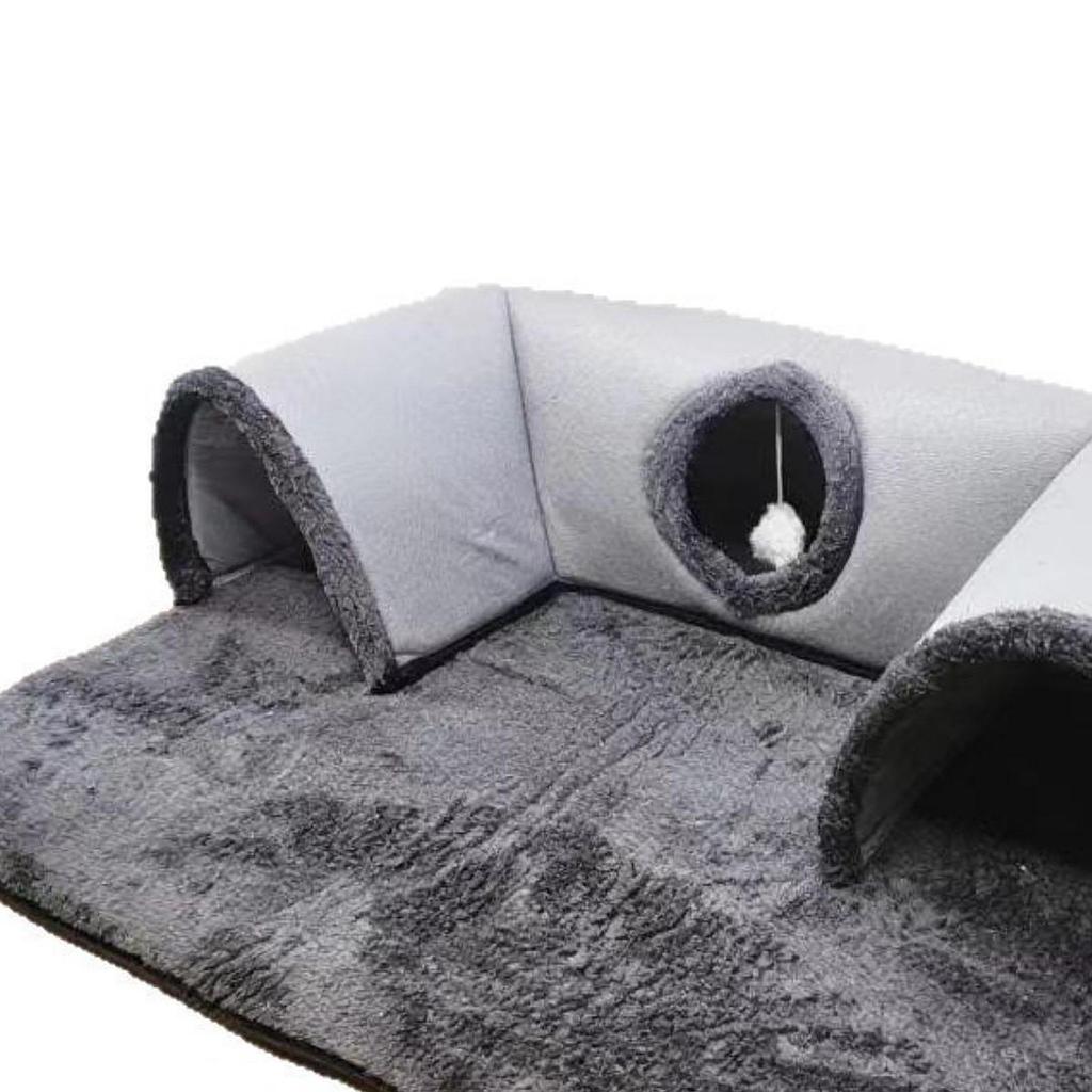 Function Cat Tunnel Bed Hideaway with Hanging Toys Play Area for Indoor Cats And Bunnies