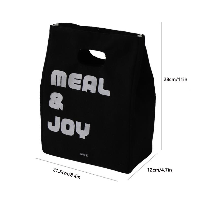 Cartoon-Printed Alphabet Lunch Bag Handheld Lunch Tote Work Lunch Box Square Insulated Cooler Bag Thickened Handle Tote