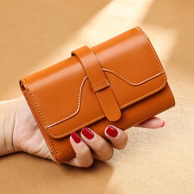 Autumn and Winter Wallet Women's Short New Three-fold Retro Oil Wax Leather Versatile Coin Wallet Multi-card Multi-functional Small Bag