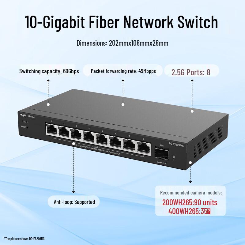 Ruijie Reyee RG-ES209MG 8-Port 2.5G Managed Enterprise Switch