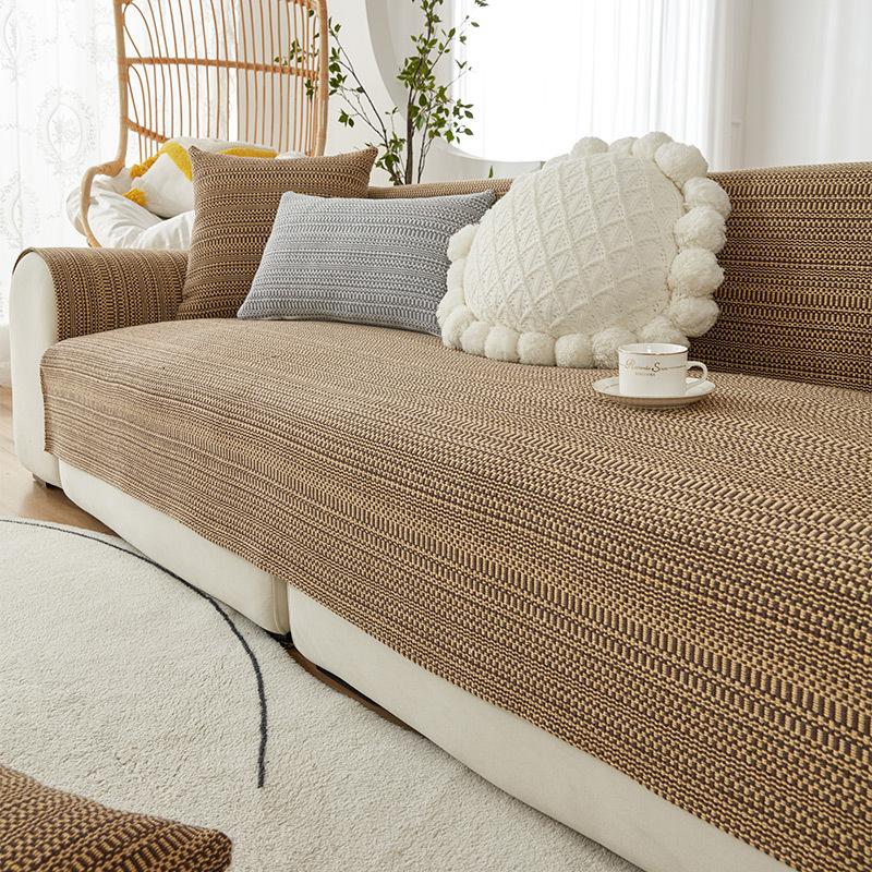 Japanese Style Sofa Cushion Four Seasons Universal Simple Modern Non-Slip Stain Resistant Cotton Woven Sofa Slipcover Cover Cloth Cover Cover