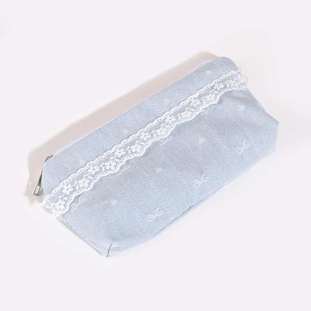 Floral Lace-edged Pencil Case Student Stationery Portable Storage Bag School Supplies Large Capacity Pen Box Student Organizer