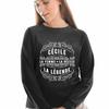 Women's Sweatshirt - Cécile - Black - Long Sleeves - Classic Collar - Unisex Size