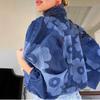 Women's Vintage Floral Denim Jacket - Turn-down Collar, Autumn/Winter Streetwear