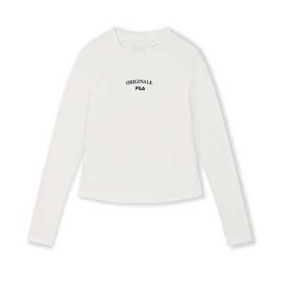 Original  Versatile Casual Knit Long Sleeve T-Shirt Women Tops Cloud-Mushroom-White F11W519213F-WT