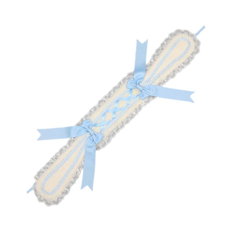 

Elegant Lace Trim Rabbits Ears Headband with Bowknot Design For Fashion Forward Women Halloween and Anime Maid Headwear синій/білий