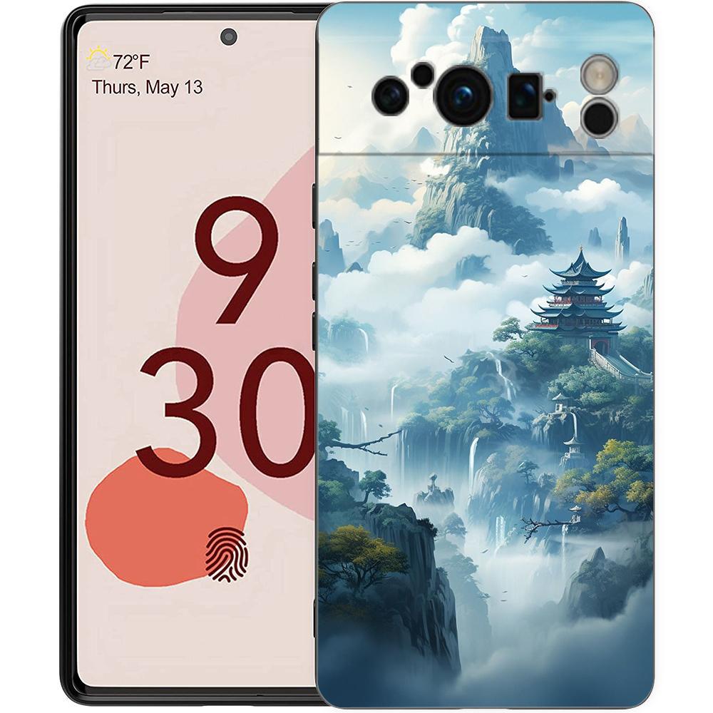 Handyhülle Für Google Pixel 8 7 6 Pro 8A 7A 6A TPU Hülle Weiches Silikon Stoßfest Schwarze Abdeckung Landschaftskunst