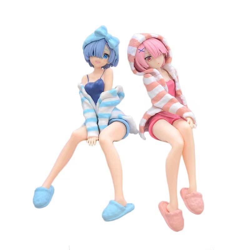 Different World Life Ram, Rem, Rem Figure Homewear Pressure Instant Noodles Ornament Chassis Car Model Gift