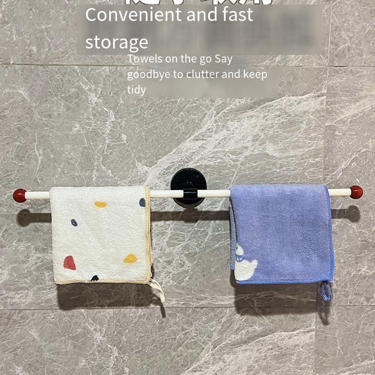 Dopamine Towel Pole Non Perforated Wall Mounted Towel Rack Bathroom Adhesive Single Pole Bathroom Towel Storage Rack
