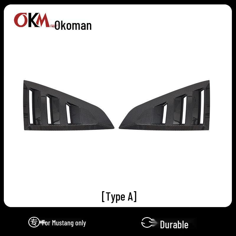 2024 Ford Mustang Rear Quarter Window Spoiler, Side Air Vents, & Rear Louver Decorative Stickers Model B - Glossy Black