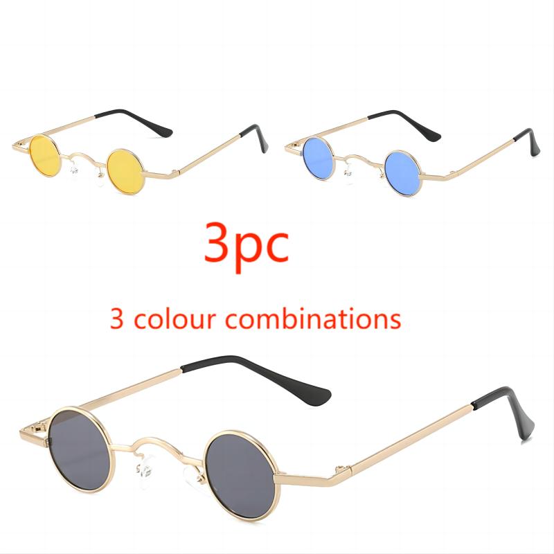 Round Punk Sunglasses With Extra Small Frames Funny Hip Hop Mini Glasses Party And Dance Accessories Women'S Trendy Streetwear