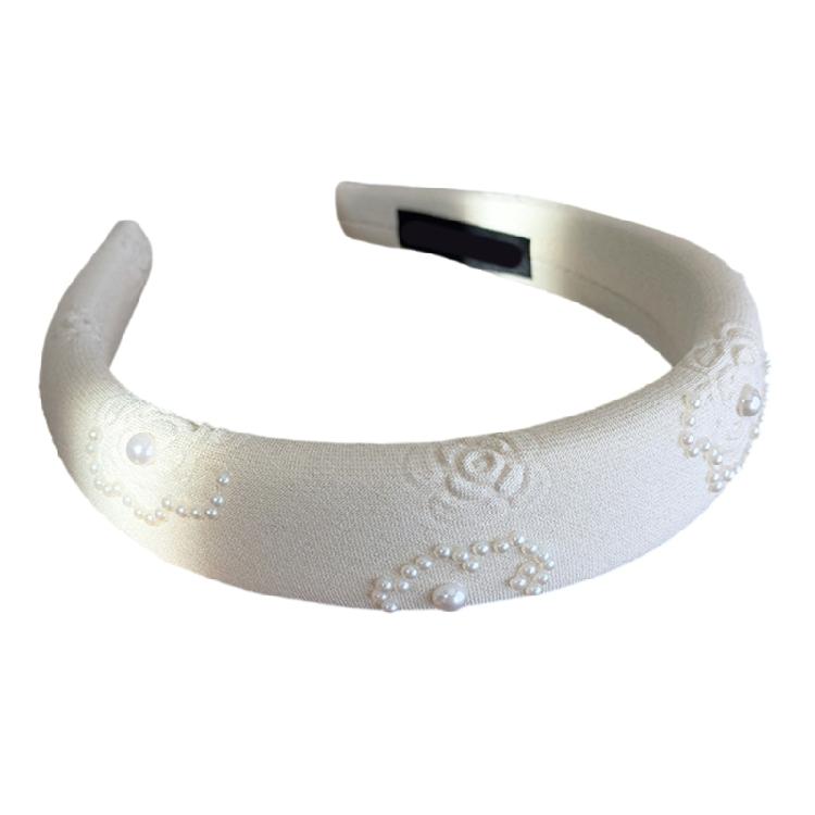 Luxury Floral Design Headbands For Women Fabric Hair Accessory With Bead Detailing Hairband Headwear For Special Event