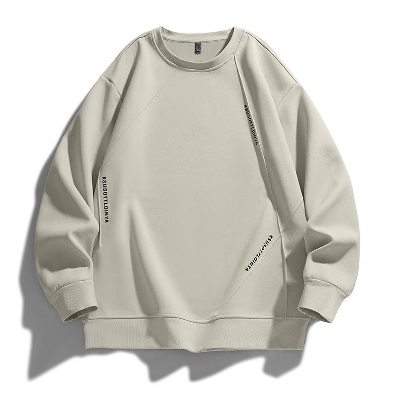 Spring Round Neck Loose Sleeved T-shirt for Men, Versatile Hoodie