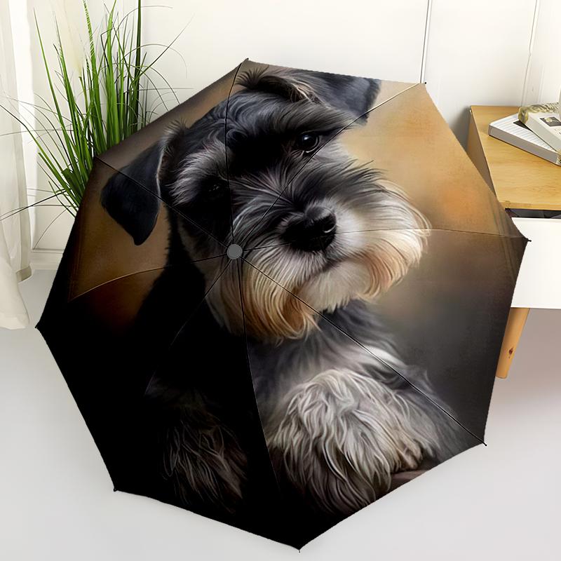 1pc Cute dog pattern Umbrella Portable Folding Umbrella Iron Frame Hole Bone Structure Outdoor Home Umbrella