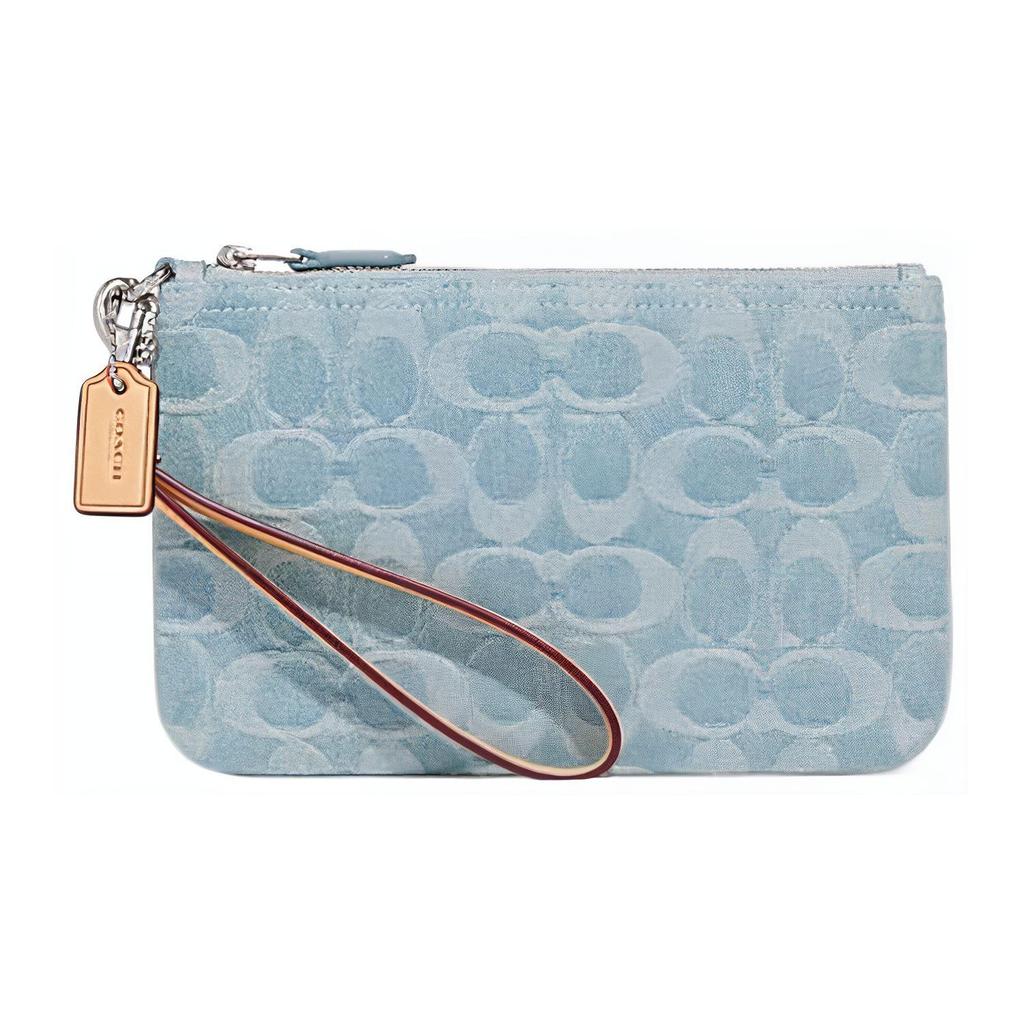 New COACH Tech Wallet Fabric Wrist Bag Clutch Trumpets Women's Blue CJ874-LHPBU