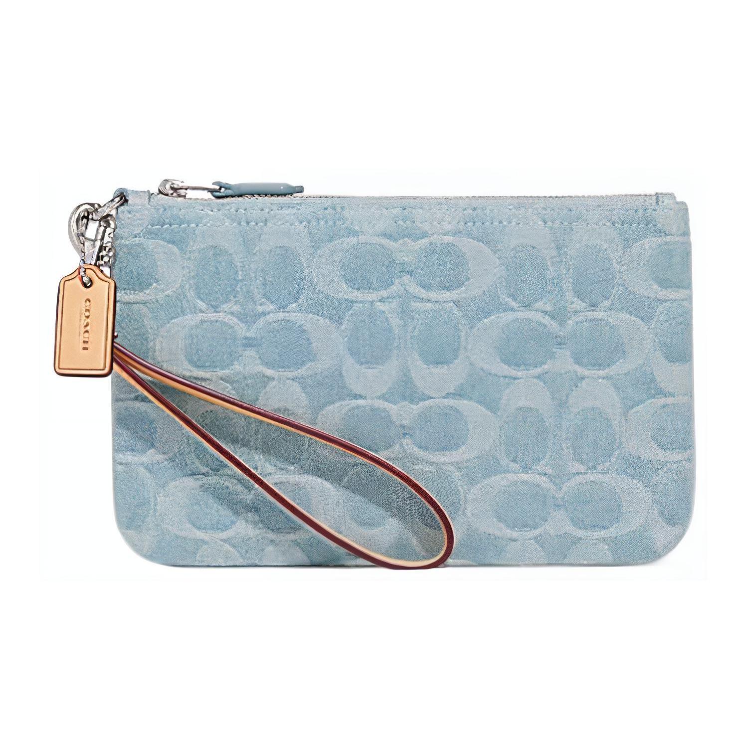 

Новый технический кошелек COACH Тканевая сумка на запястье Клатч Трубы Женский Синий CJ874-LHPBU 19.1*1.5*11.9CM