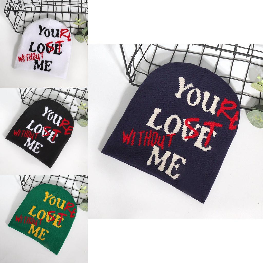 Knit Hat With Alphabet Pattern For Fall Winter Warmth Unisex Street Style