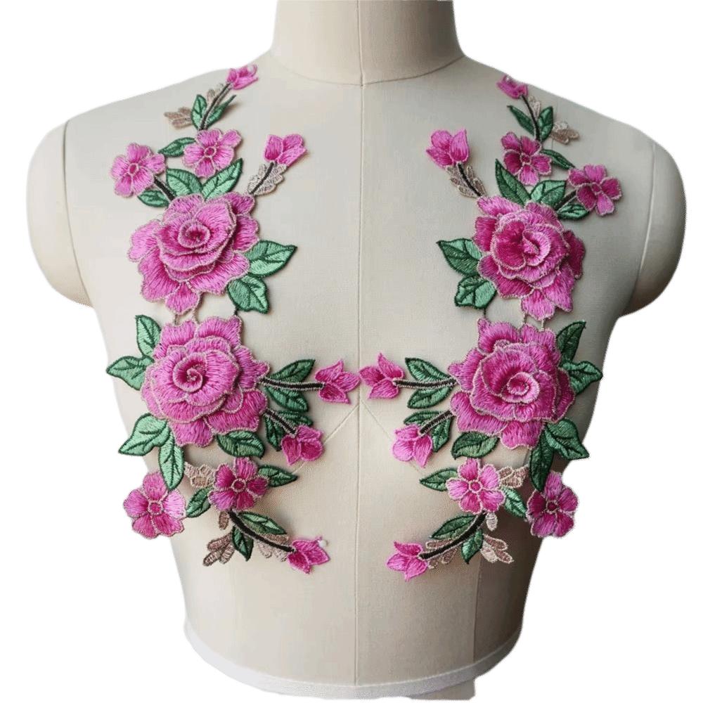 3D Flower Embroidery Flower Applique Blue Purple 12cm X 28cm Sew On Patch Embroidery Repair Patch Wedding Decoration DIY