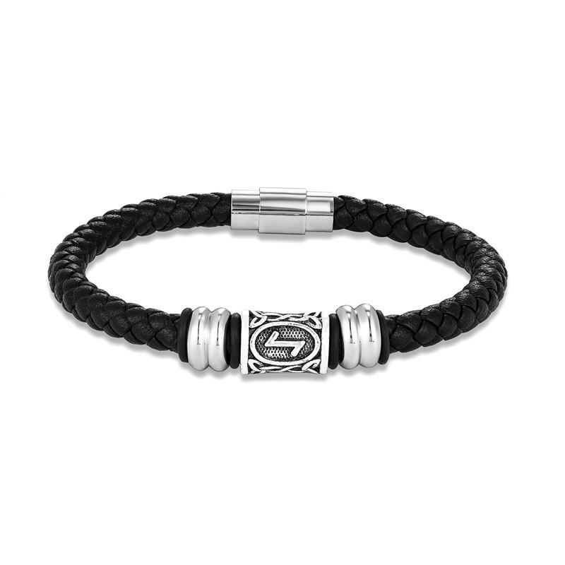 Personalized Norse Viking Runes Amulet Bracelet Leather Wristband With Futhark Rune Bead In Your Choice Viking Jewelry