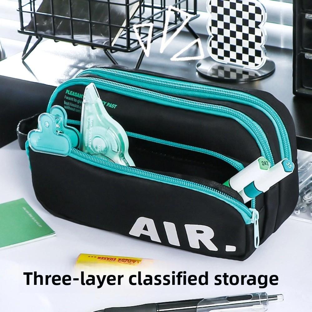 Zipper English Letter Pencil Bag Multi-layered Pen Pencil Case Stationery Storage Bag  Student