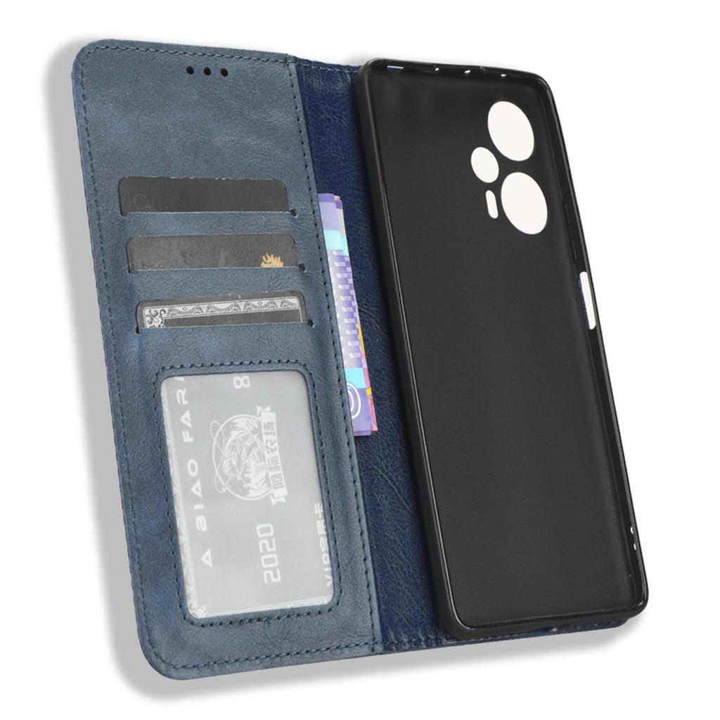 Für Xiaomi Redmi Note 12 Turbo 5G/Poco F5 5G PU Leder Handy Brieftasche Hülle Faltbarer Ständer Retro Handyhülle