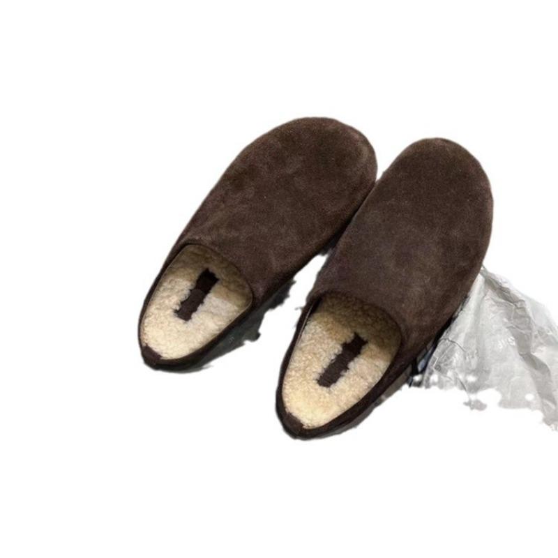 Baotou half slippers women's new autumn and winter piled thickened versatile warm wool cotton slippers