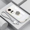 Custodia Reno10 Pro 5G Custodia di lusso con anello di diamanti per Oppo Reno 10 Pro 5G Custodia per telefono con cordino Custodia con placcatura Reno10 CPH2525 CPH2531