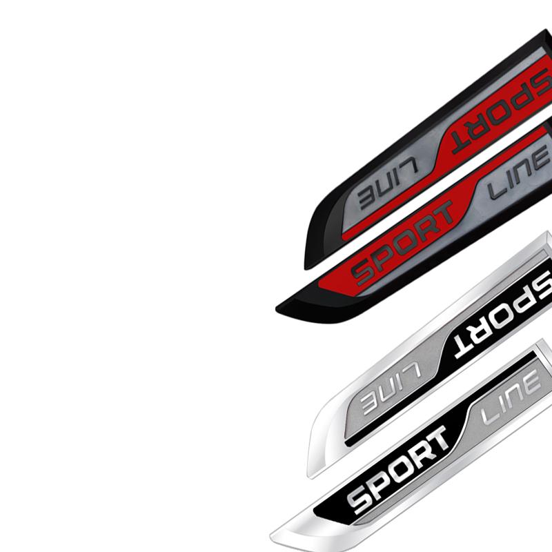 AAAIY1 2PCS Car Badge Side Fender Body Decor Metal SPORT LINE Emblem Sticker for Karoq Kodiaq Rapid Yeti Octavia Superb Fabia Skoda
