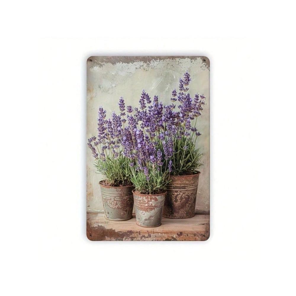 Vintage Lavender In Pot Metal Wall Art Retro Kitchen Decor