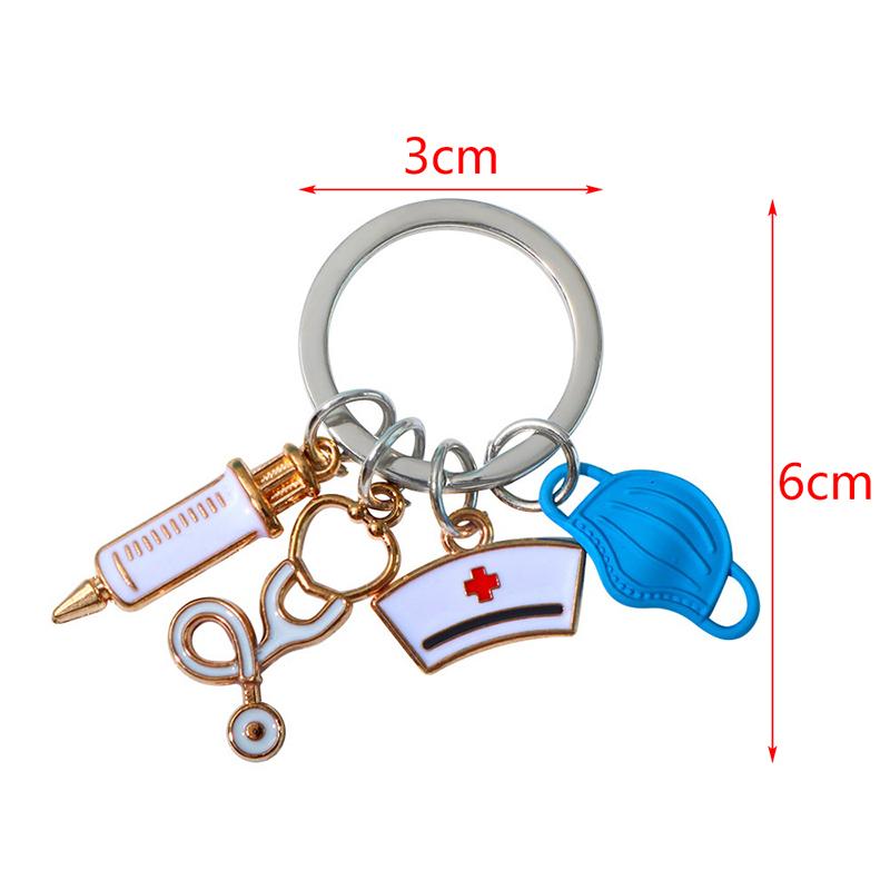 Keychain Set Men And Women Are Suitable For Quirky Style Nurse Doctor Mask Syringe Multi Color Pendant Accessories
