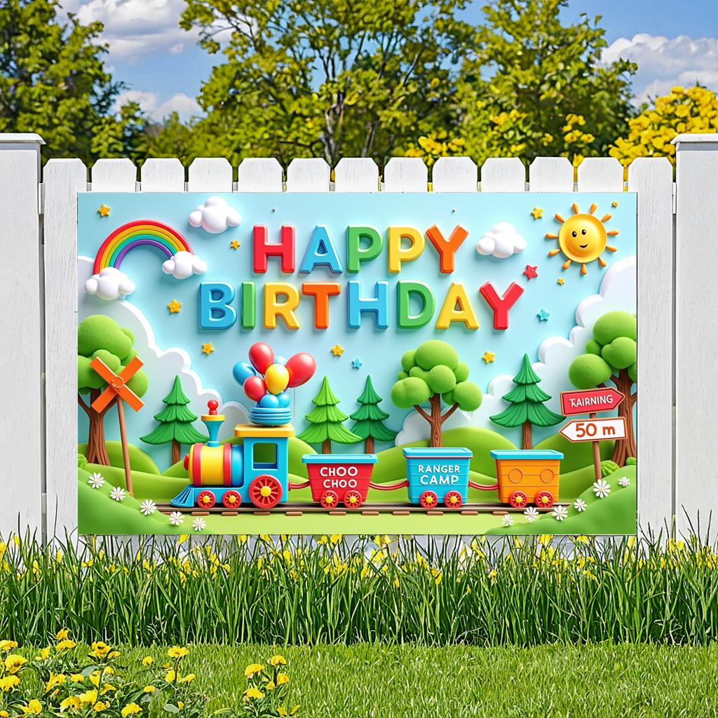 Outdoor Party Decoration Outdoor Scenery Event Backdrop Colorful Banner Sunshine Graphics Children's Birthday Decor For Kids