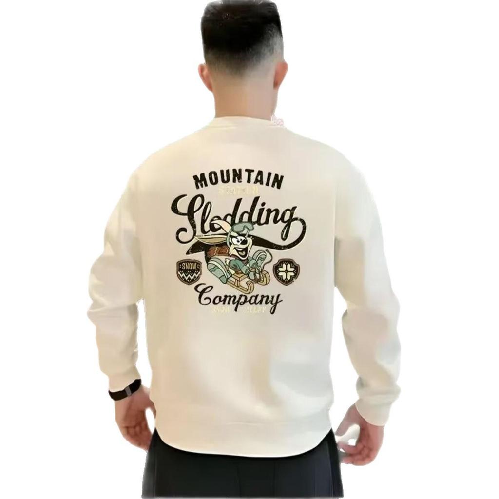 Men's European Trendy Printed Round Neck Hoodie - Slim-Fit Versatile Autumn/Winter Top