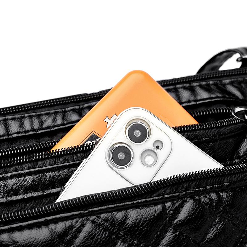 Soft Leather Mother Bag Women's Crossbody Bag Multi-Layer Large Capacity Shoulder Bag