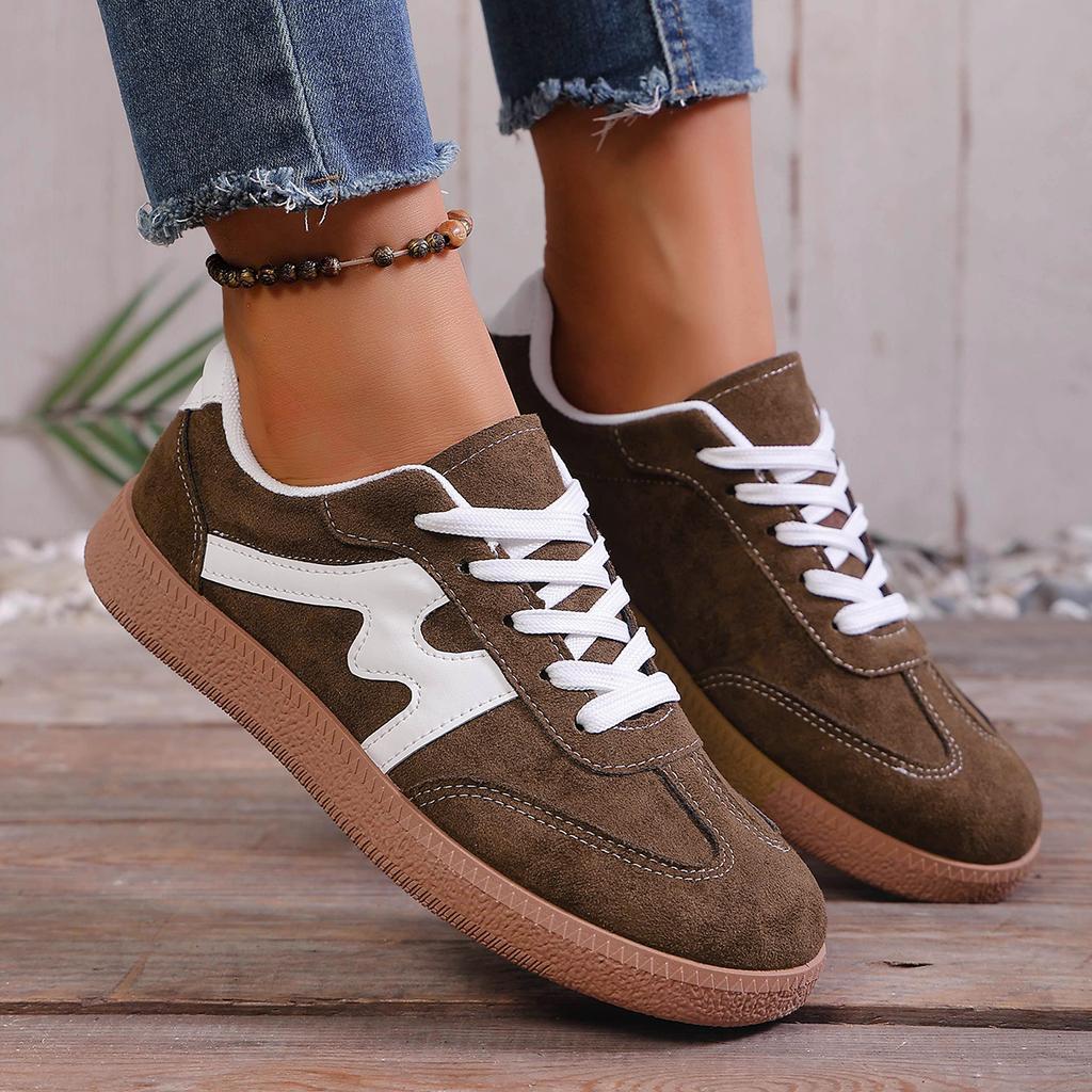 Women Sneakers Fashion Casual Flats Vulcanize Shoes Fashion Round Toe Lace Up Comfortable Flat Shoes for Women