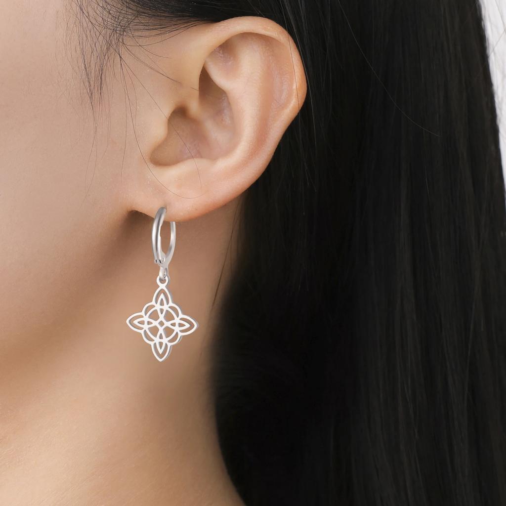 Irish Witch Knot Pendant Earrings Elegant Women's Witchcraft Lucky Talisman Celtic Knot  Stainless Steel Jewelry Gift