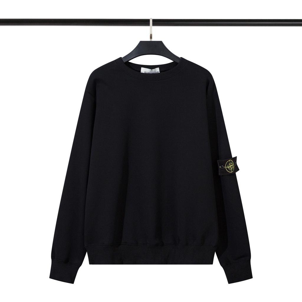 Cross ClassicSTONE Einfarbig Rundhals-Kapuzenpullover mit Abzeichen - Unisex Langarm für Paare