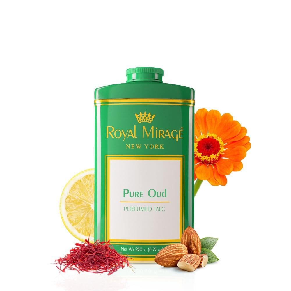 Royal Mirage Pure Oud Talc Powder | Long-Lasting Unisex Fragrance | Oud, Leather & Saffron Notes | Bold & Captivating Luxury Scent | Exotic & Sophi